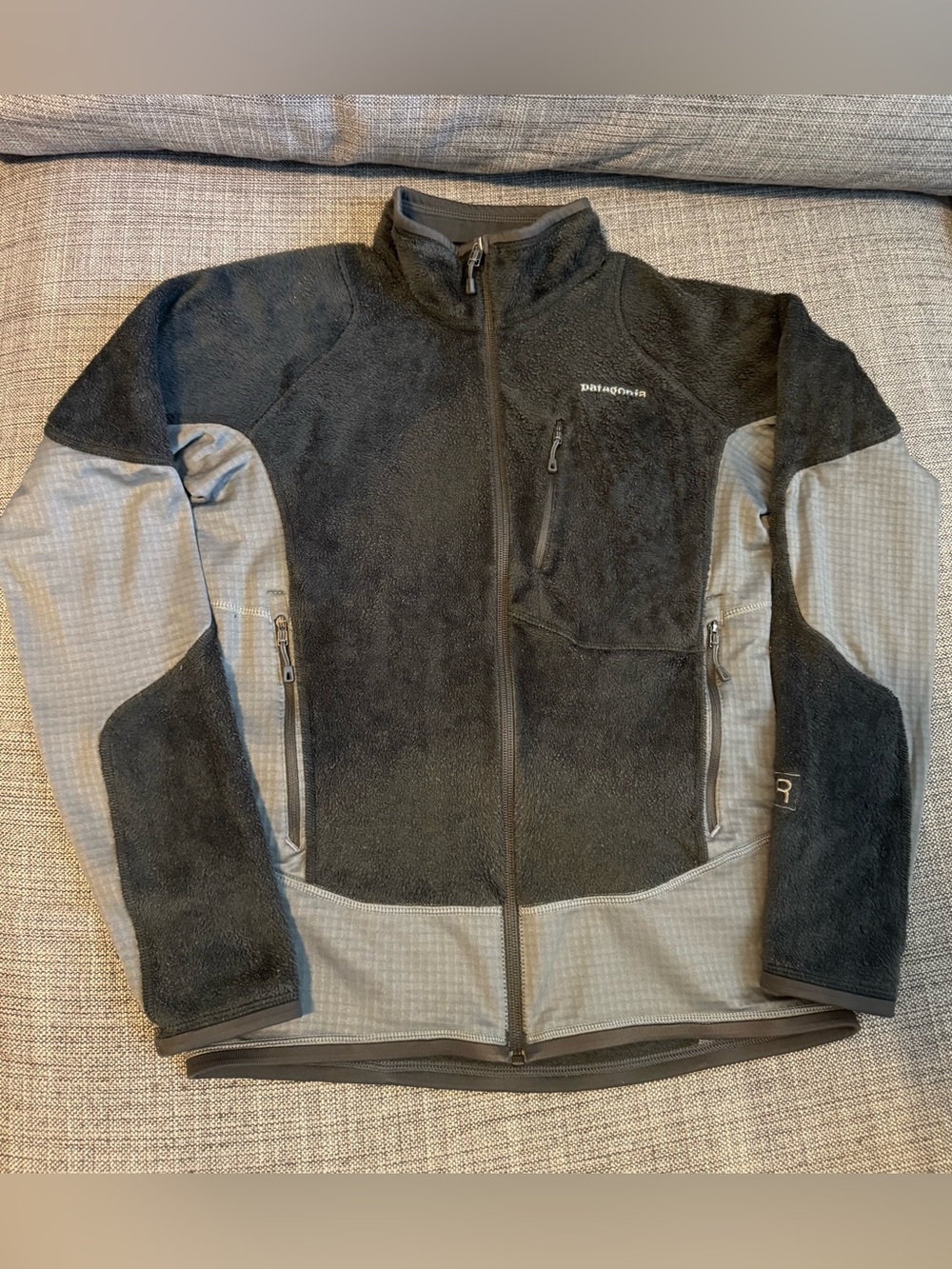 Patagonia R Fleece Sweater Zip Jacket with Polartec Thermal in Contrasting Greys